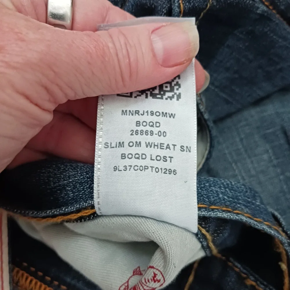 True‎ Religion Mens Slim OM Wheat SN Jeans Dark Wash Blue 38 x 34 MNRJ19OMW